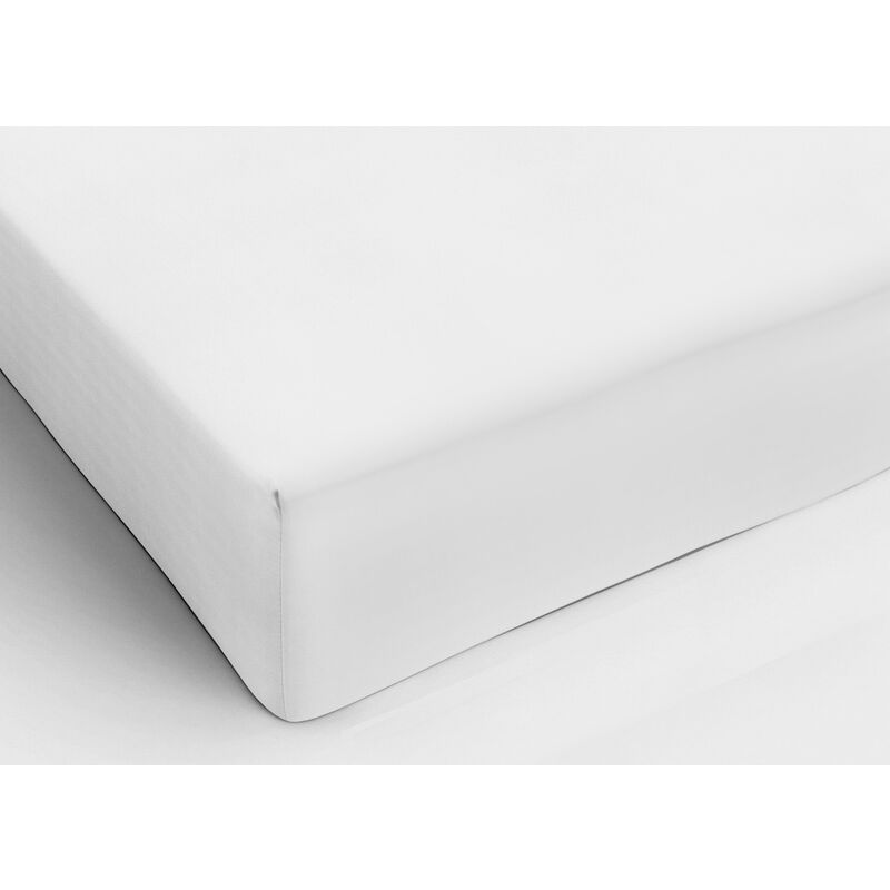 foto del prodotto lenzuolo sotto con angoli in cotone in tinta unita colore bianco c.n., misurafrancesecolorebianco