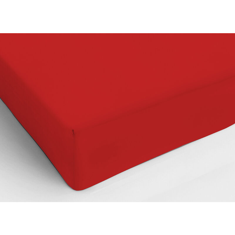 foto del prodotto lenzuolo sotto con angoli in cotone in tinta unita colore rosso c.n., misuramatrimonialecolorerosso
