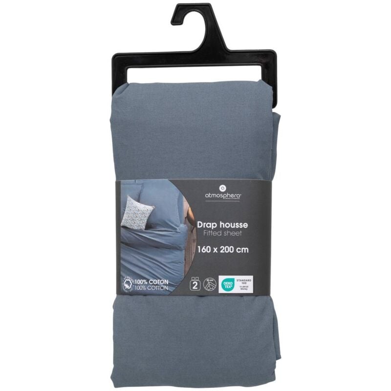 foto del prodotto lenzuolo teso carina in cotone 160x200cm blu tempesta atmosphera cr ateur d int rieur