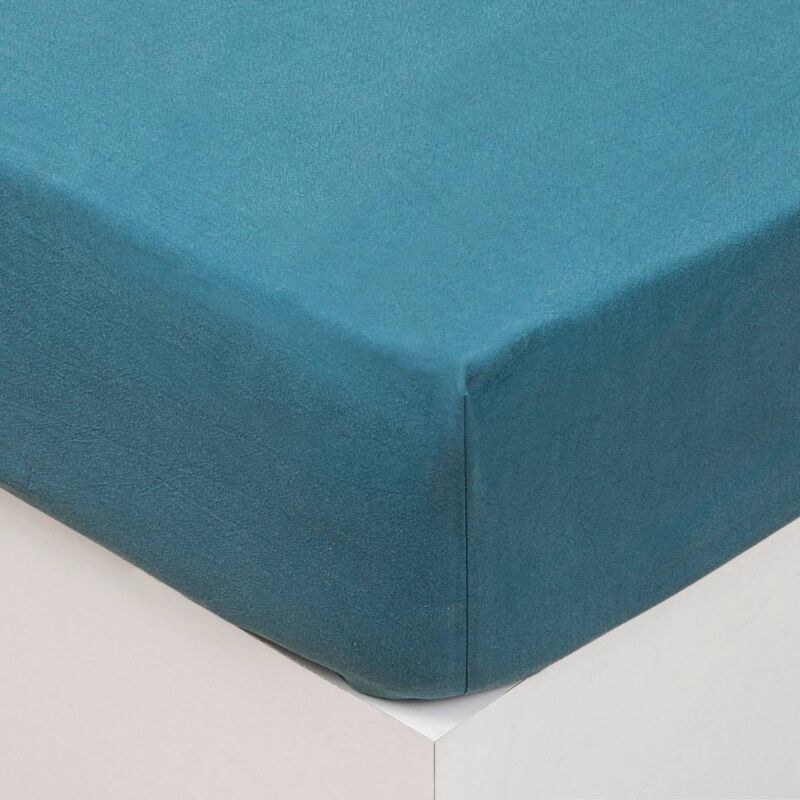 foto del prodotto lenzuolo teso vilma in cotone lavato blu anatra 140x190cm atmosphera cr ateur d int rieur