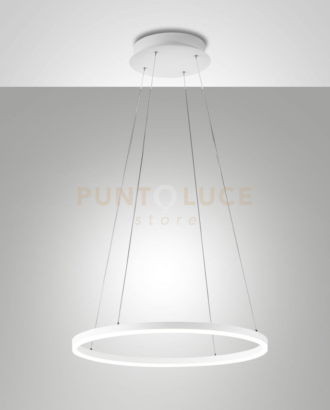 foto del prodotto leo sospensione bianca a led 36w 3000k 3780lm d.60cm on off