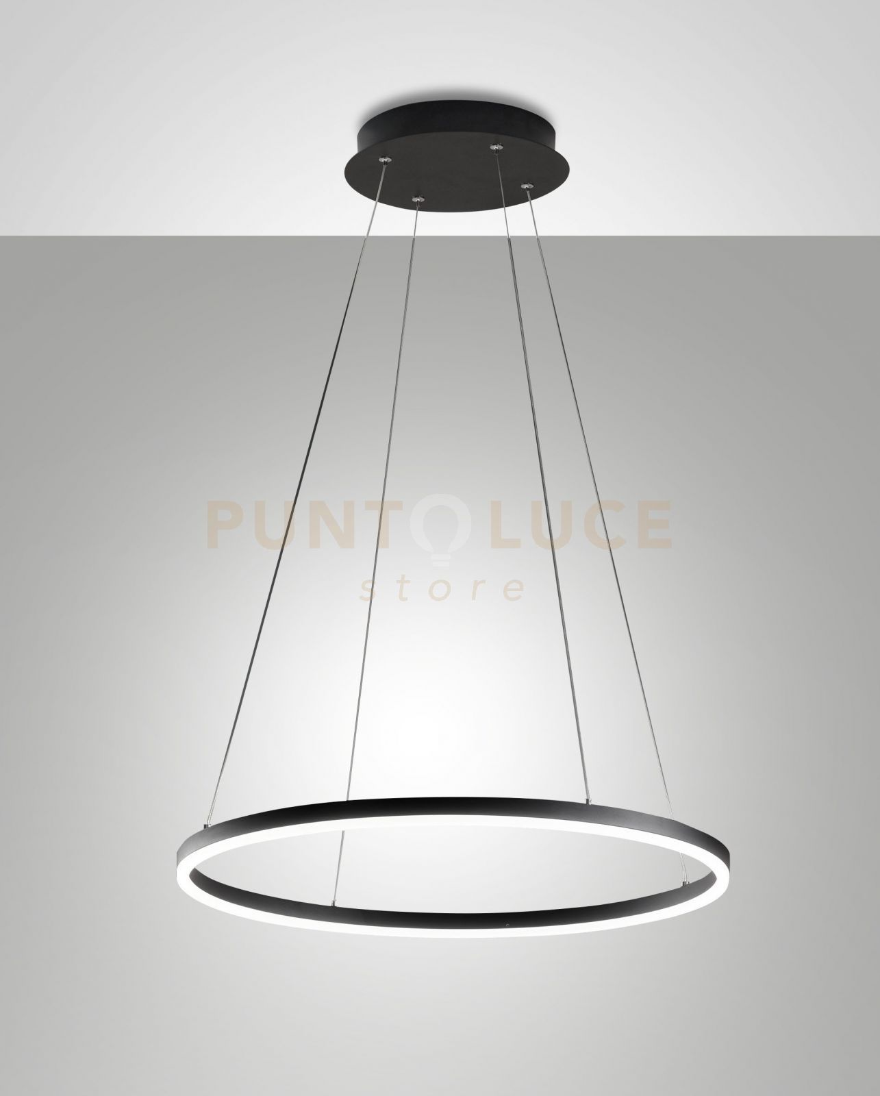 foto del prodotto leo sospensione nera a led 36w 3000k 3780lm d.60cm on off