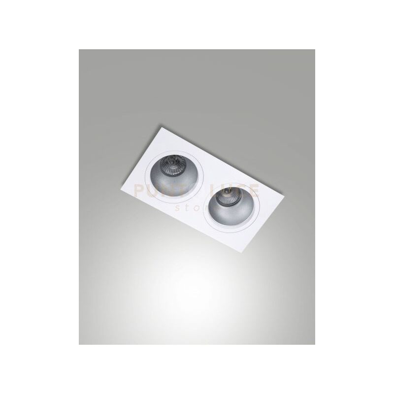 foto del prodotto leon cornice di faretti incasso 2 luci bianca attacco gu10 24x12,8cm