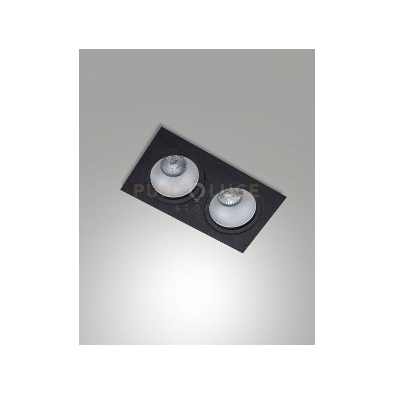 foto del prodotto leon cornice di faretti incasso 2 luci nera attacco gu10 24x12,8cm
