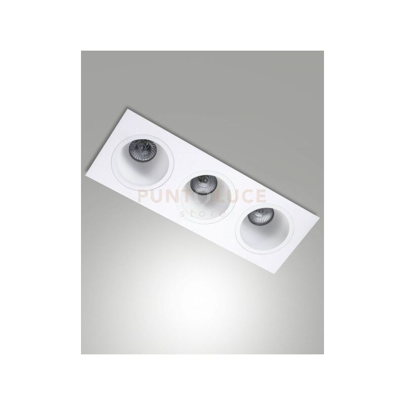 foto del prodotto leon cornice di faretti incasso 3 luci bianca attacco gu10 35,5x12,8cm
