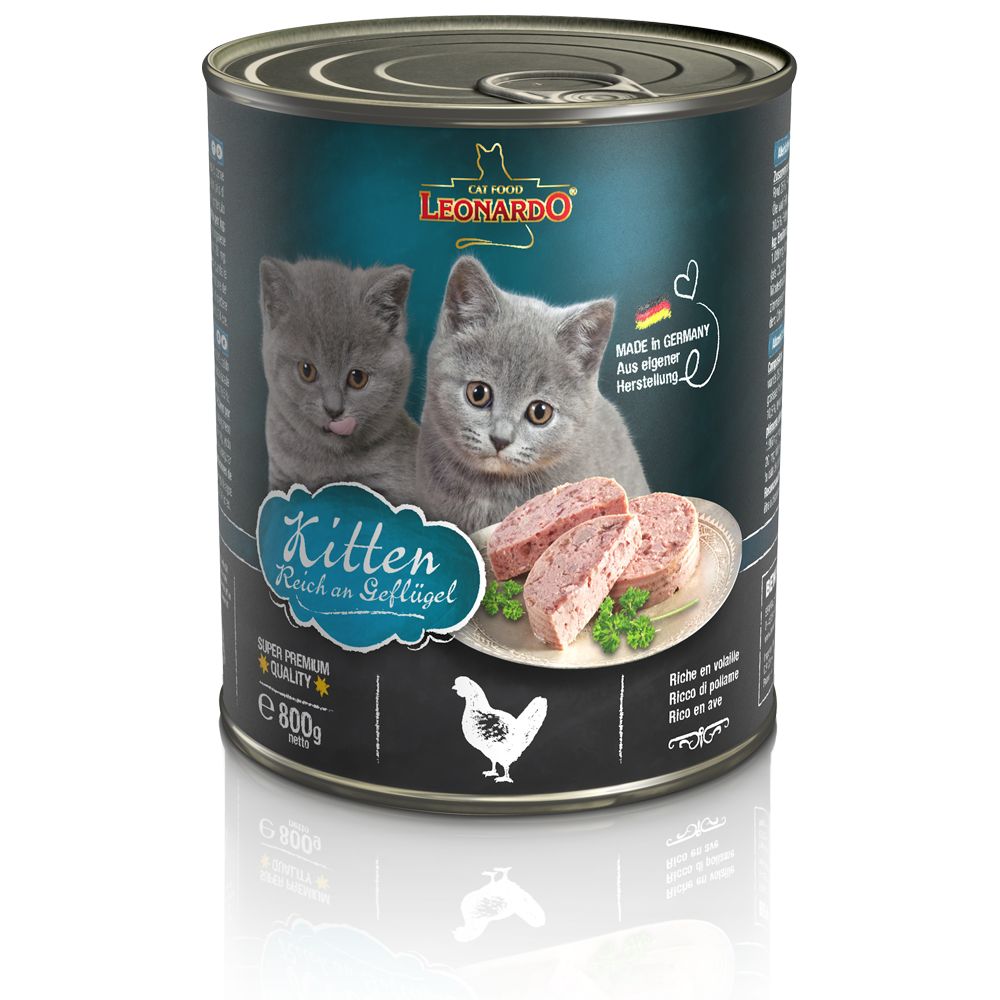 foto del prodotto leonardo all meat 6 x 800 g alimento umido per gatto kitten pollame