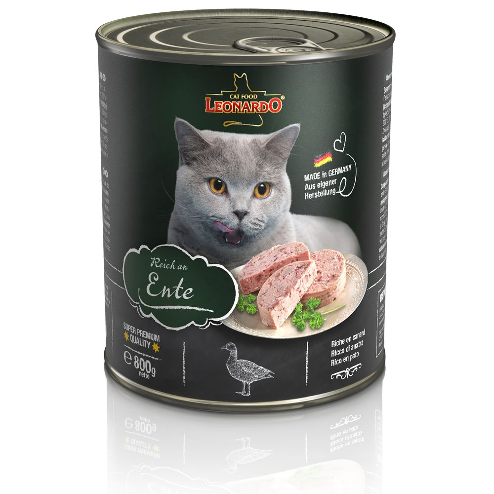 foto del prodotto leonardo all meat 6 x 800 g alimento umido per gatto ricco di anatra