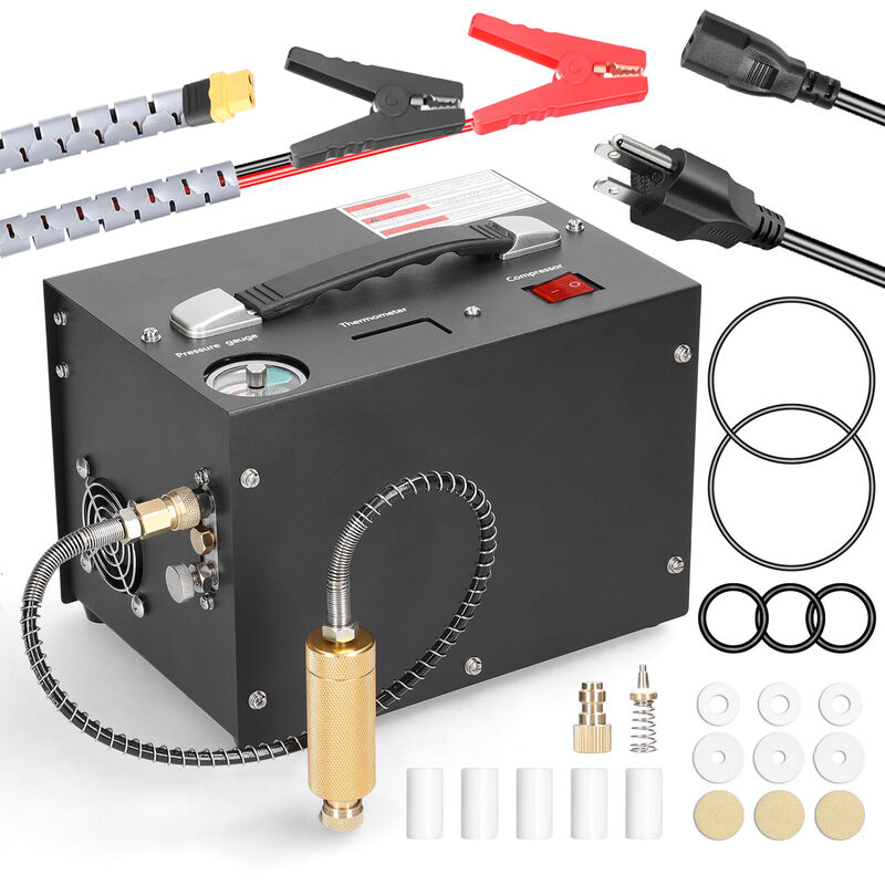 foto del prodotto lepmerk compressore d aria elettrico ad alta pressione 4500psi con barometro pompa portatile intelligente per compressore d aria pompa per