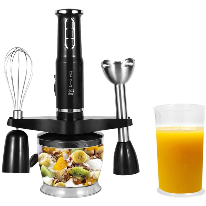 foto del prodotto lepmerk frullatore a immersione 4 in 1, frullatore a immersione a 3 velocit , 600 w, bassa rumorosit , con bicchiere frullatore, per salse e