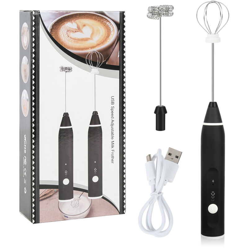 foto del prodotto lepmerk frusta elettrico portatile, montalatte, mixer ricaricabile usb con 2 fruste in acciaio inossidabile, 3 velocit regolabili, nero