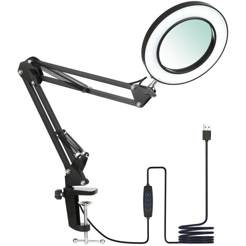 foto del prodotto lepmerk lampada da tavolo con morsetto flessibile neoglint con lente d ingrandimento 8x lampada da scrivania a led dimmerabile con braccio girevole
