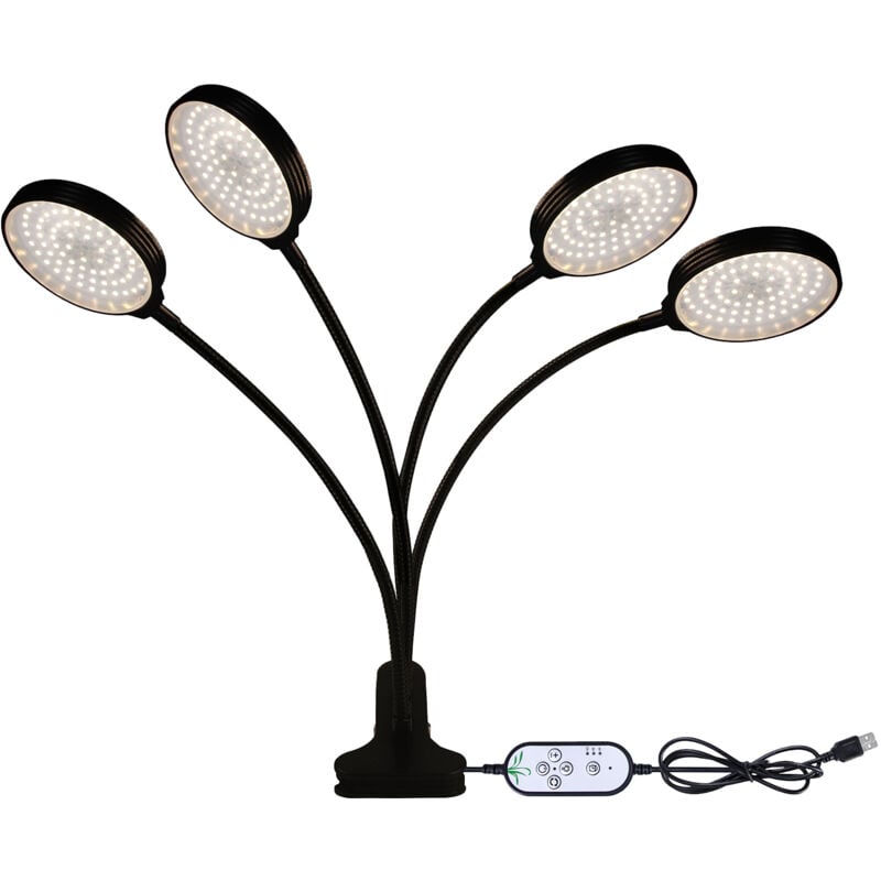 foto del prodotto lepmerk lampada per coltivazione a led a spettro completo, luce bianca, 4 8 12 ore, con timer, lampada per coltivazione per piante da interno,