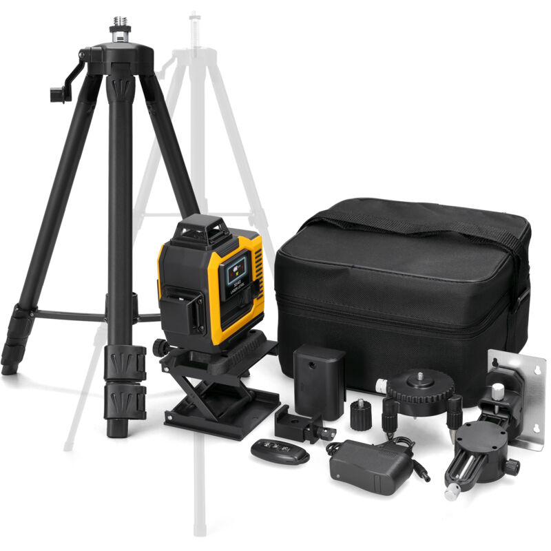 foto del prodotto lepmerk livello multifunzionale a 16 linee, set treppiede telescopico con livello di 1,2 metri, livello laser esterno con linea verde, livellamento