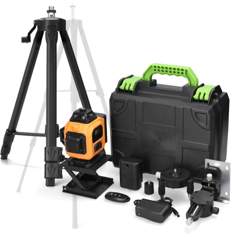 foto del prodotto lepmerk livello multifunzione a 16 linee, set treppiede telescopico con livello di 1,2 metri, livello laser linea verde 3 livellamento automatico,