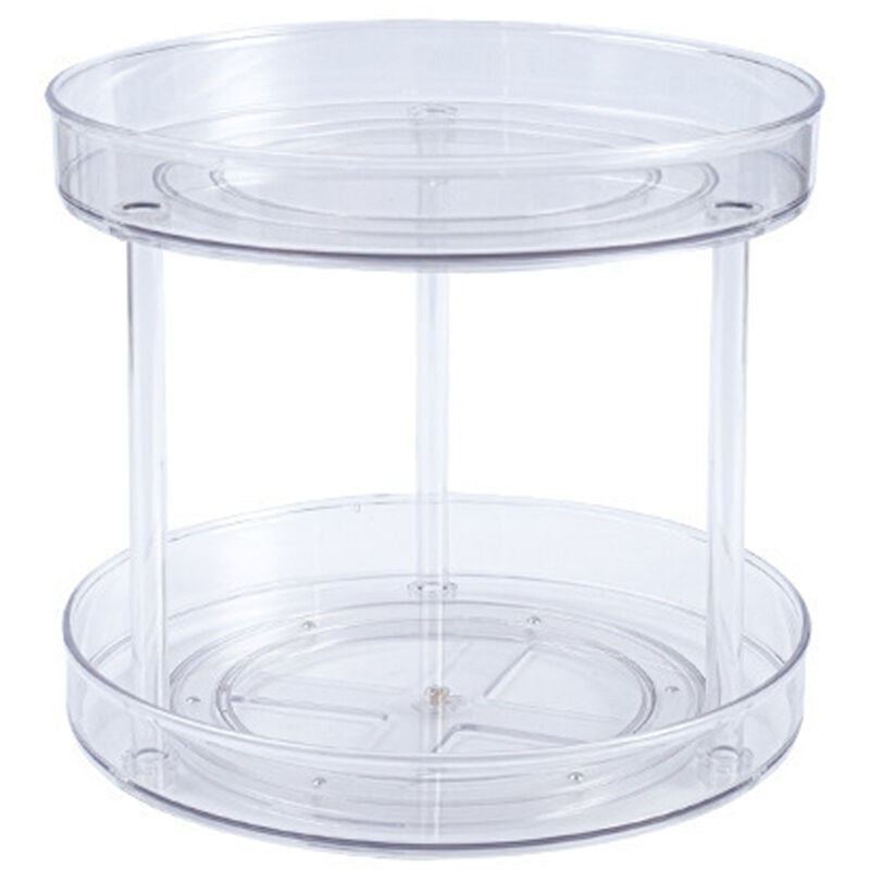 foto del prodotto lepmerk organizer girevole trasparente a doppio strato, porta condimenti da cucina girevole a 360 , custodia per trucchi, piatto girevole lazy