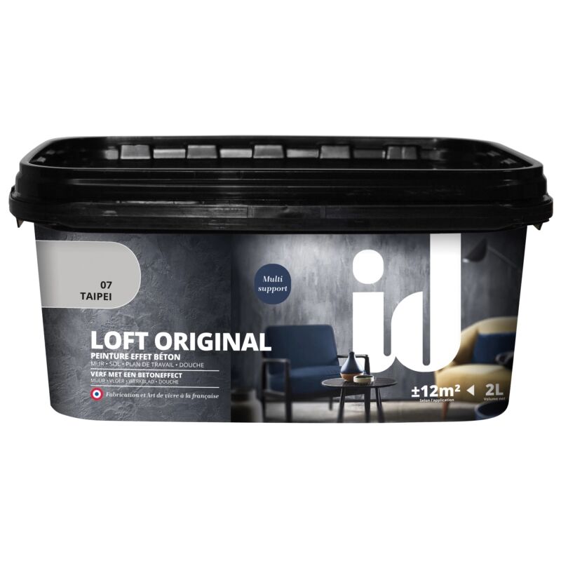foto del prodotto les anciens ebenistes vernice pittura decorativa loft original effetto cemento, colore grigio 2 lt