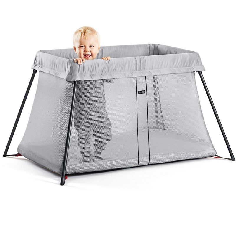 foto del prodotto les tendances - babybjörn lettino da viaggio light con coprimaterasso per lettino da viaggio light, taglia unica, argento