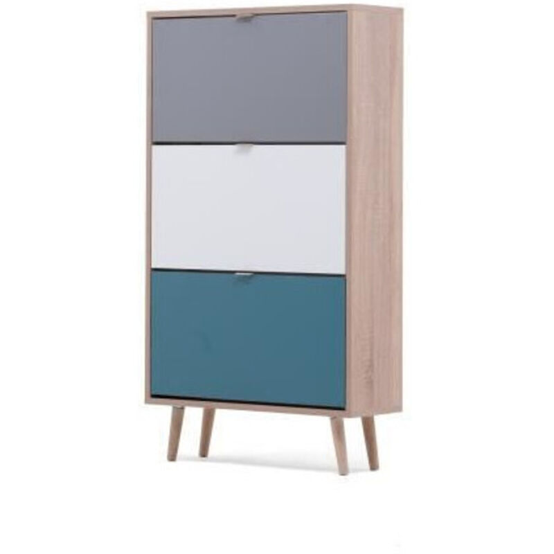 foto del prodotto les tendances cuba mobile porta scarpe 18 paia decorazione in rovere sonoma e grigio chiaro l 70 x p 24 x h 127 cm