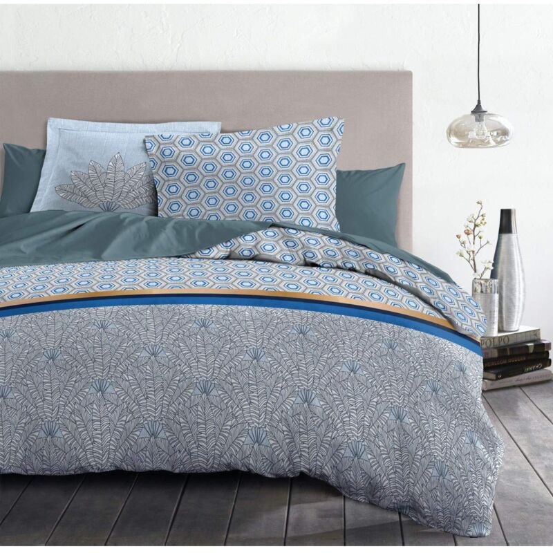 foto del prodotto les tendances home linge passion copripiumino 3 pezzi 100 cotone 57 fili 2 persone 220x240 cm louxor blu
