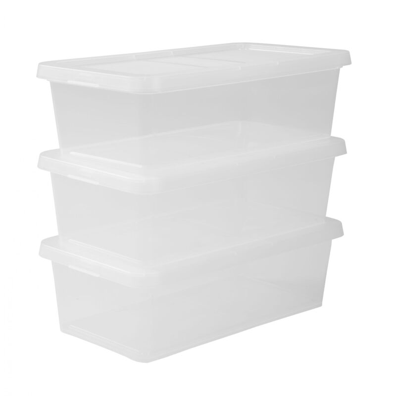 foto del prodotto les tendances iris ohyama, set di 3 scatole portaoggetti con coperchio ncb 5 3x 5 l l34,5 x l19 x h10,5 cm trasparente