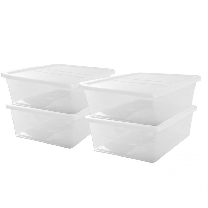 foto del prodotto les tendances iris ohyama, set di 4 scatole portaoggetti con coperchio ncb 28 4x 28 l l54 x l39,5 x h17 cm trasparente