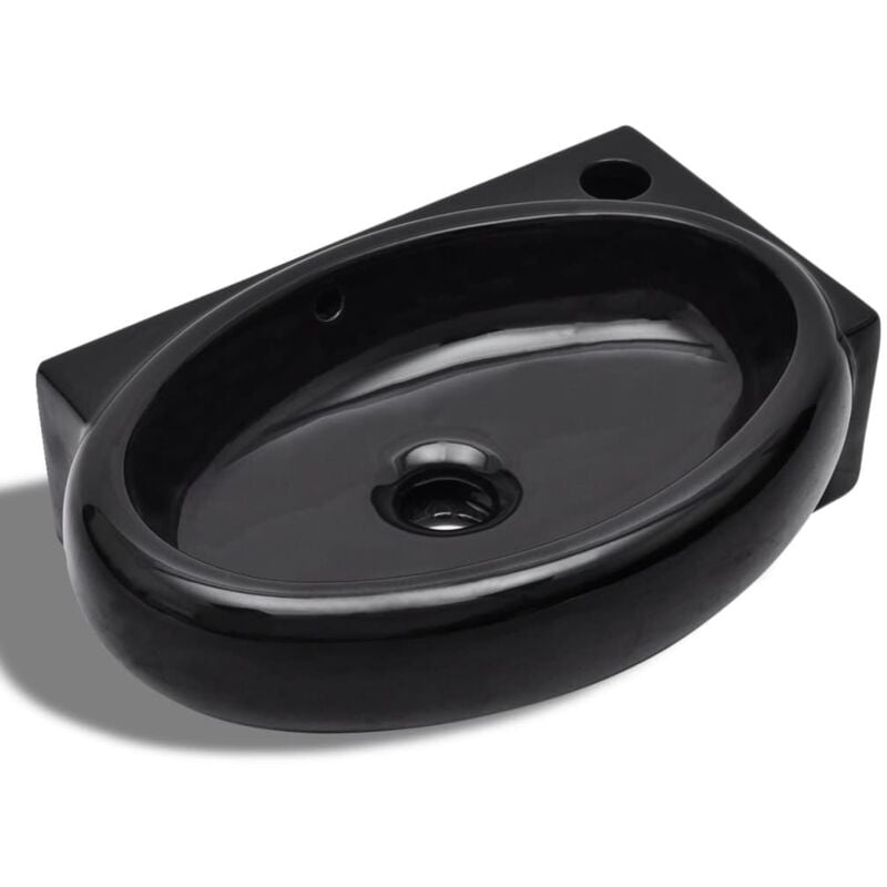 foto del prodotto les tendances - lavabo con foro troppopieno/rubinetto in ceramica per bagno nero 020002500