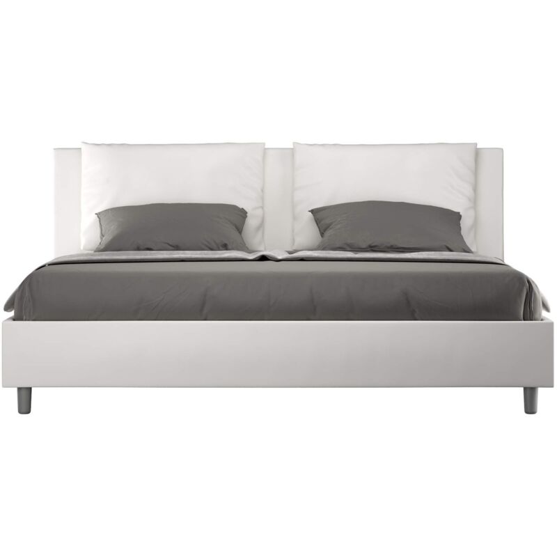foto del prodotto les tendances letto matrimoniale king size rivestito in similpelle antea colore bianco dimensione rete 200x200 tipologia letto senza rete