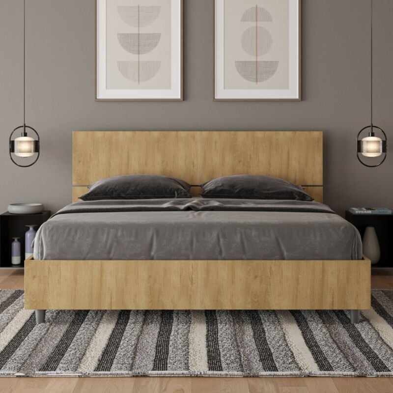foto del prodotto les tendances letto matrimoniale senza rete 160x190 testata dritta quercia demas