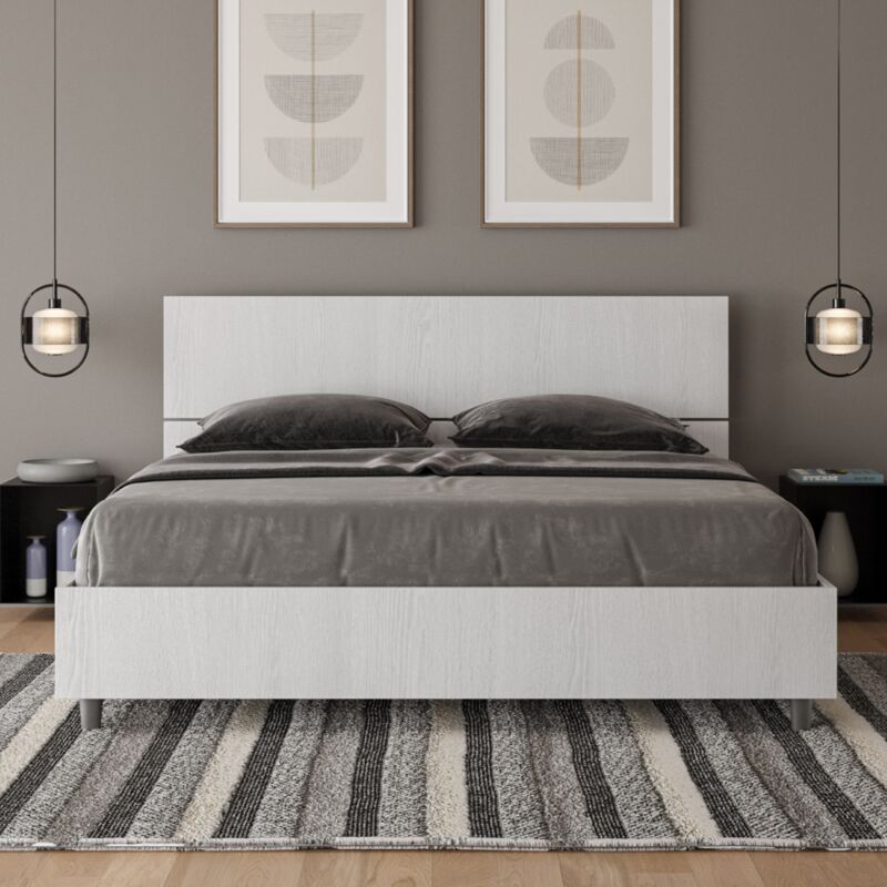 foto del prodotto les tendances letto matrimoniale senza rete 160x190 testata inclinata bianco frassino demas