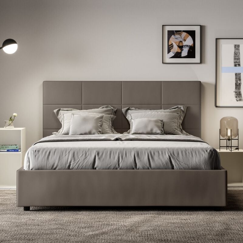 foto del prodotto les tendances letto matrimoniale senza rete imbottito 160x200 similpelle cappuccino mika