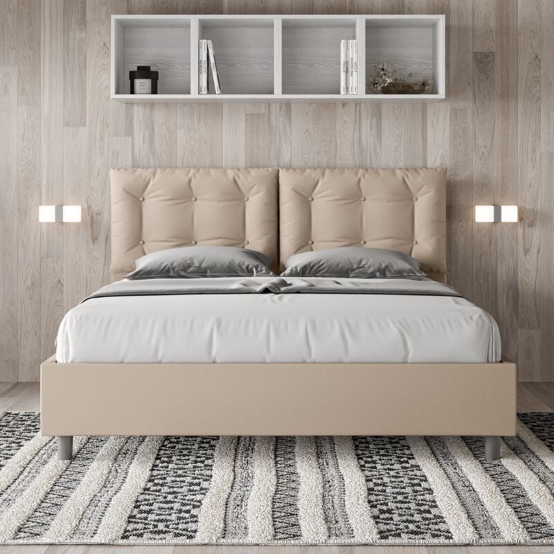 foto del prodotto les tendances letto matrimoniale senza rete imbottito 160x200 similpelle tortora annalisa