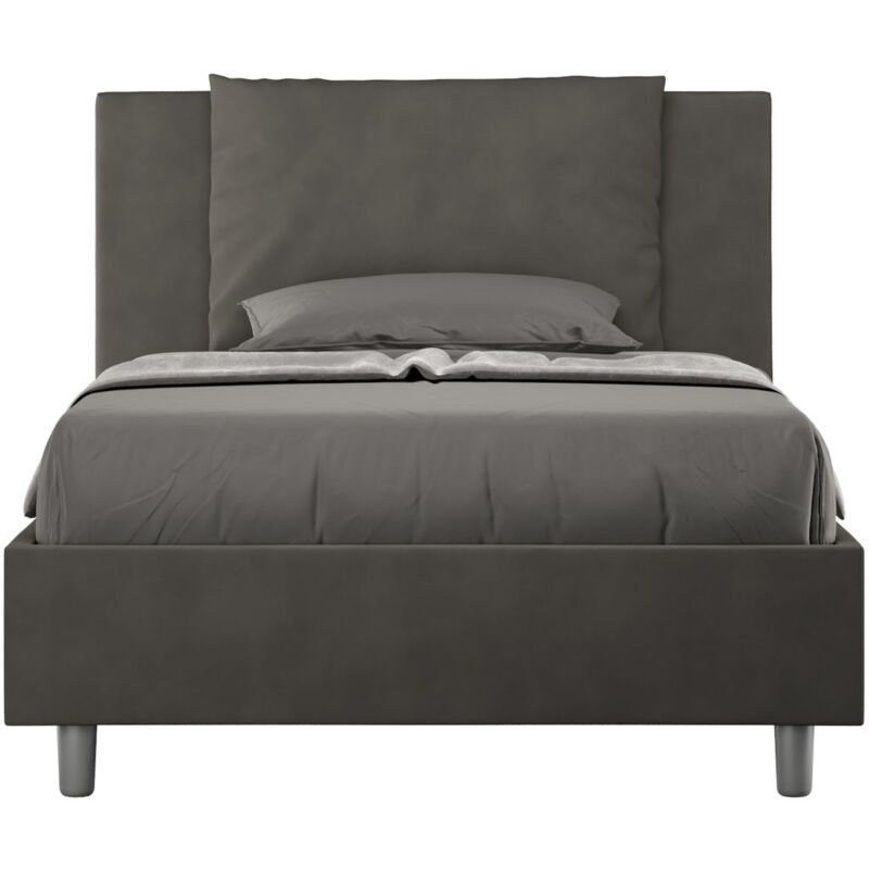 foto del prodotto les tendances letto singolo rivestito in microfibra antea dimensione rete 100x190 tipologia letto con rete colore grigio