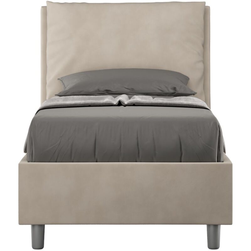 foto del prodotto les tendances letto singolo rivestito in microfibra antea dimensione rete 80x190 tipologia letto con rete colore sabbia