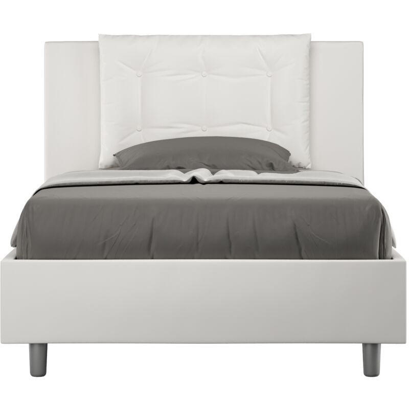 foto del prodotto les tendances - letto una piazza e mezza rivestito in similpelle - annalisa - colore bianco - dimensione rete 120x190 - tipologia letto con rete e