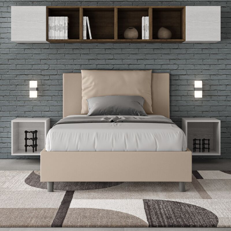 foto del prodotto les tendances letto una piazza e mezza senza rete imbottito 120x190 similpelle tortora antea