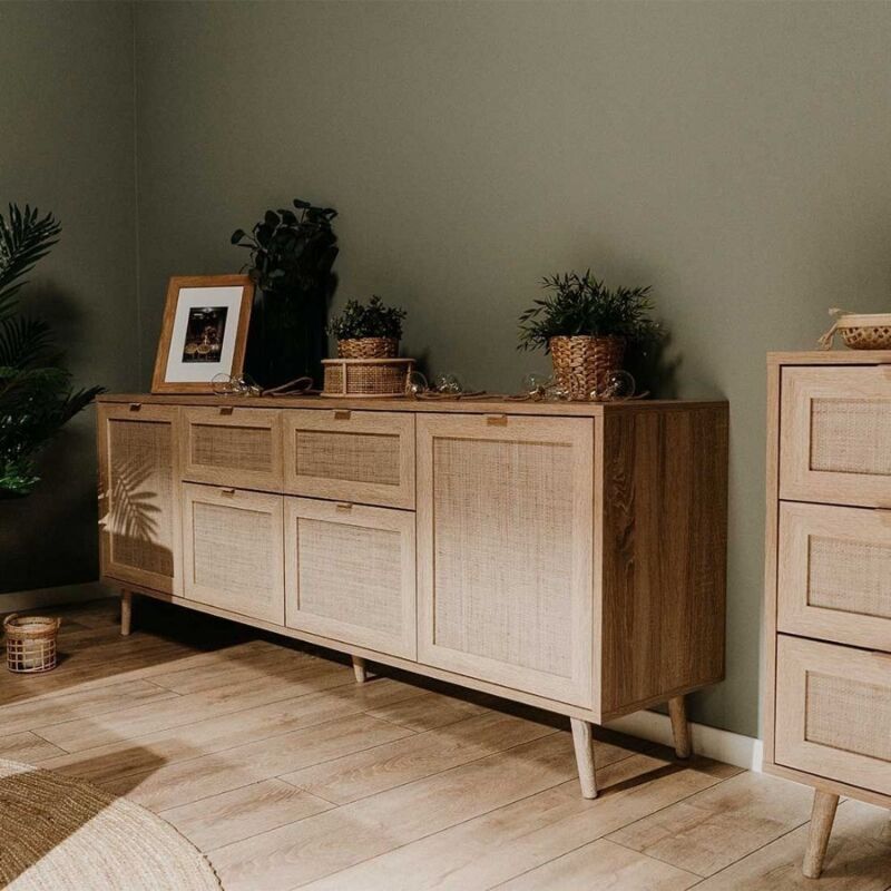 foto del prodotto les tendances madia 4 ante e due cassetti effetto vimini bali 51b