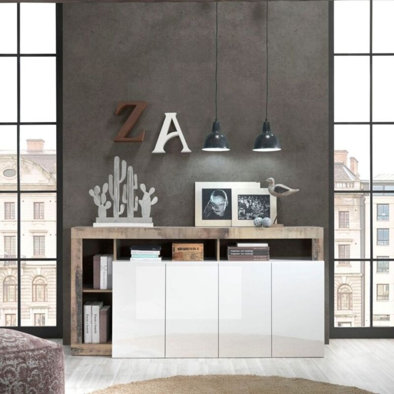 foto del prodotto les tendances madia 4 ante mogol 184x42x93h colore bianco lucido pero