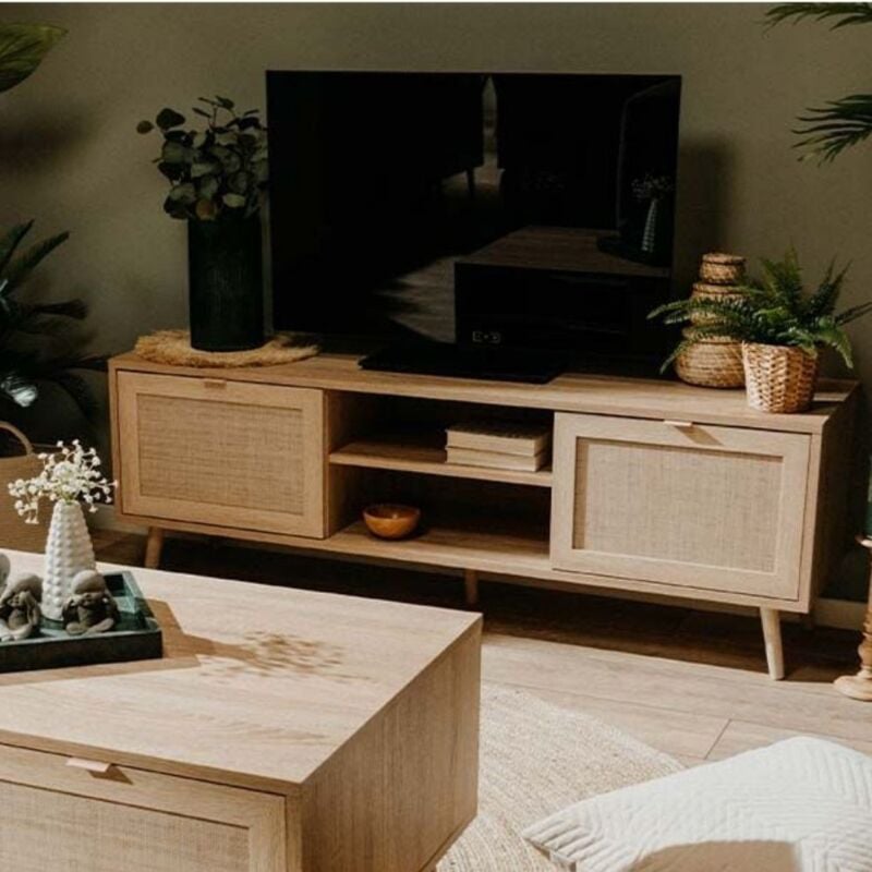 foto del prodotto les tendances mobile porta tv 2 ante effetto vimini bali56a