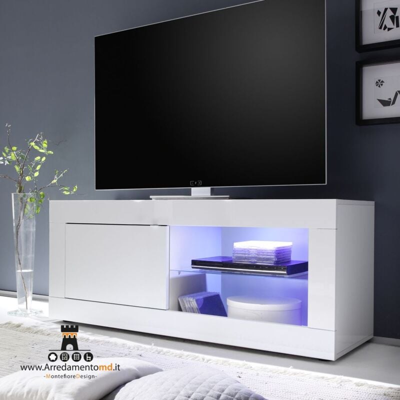 foto del prodotto les tendances porta tv linea basic colore bianco lucido