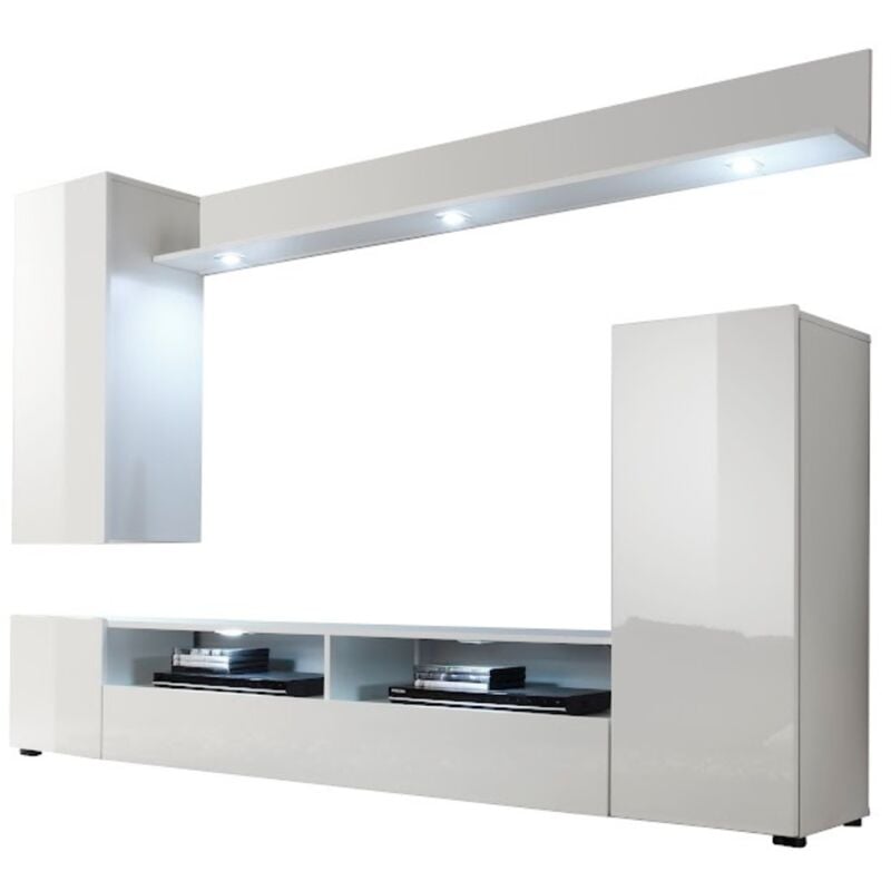 foto del prodotto les tendances set tv completo con frontali bianco lucido l201 cm