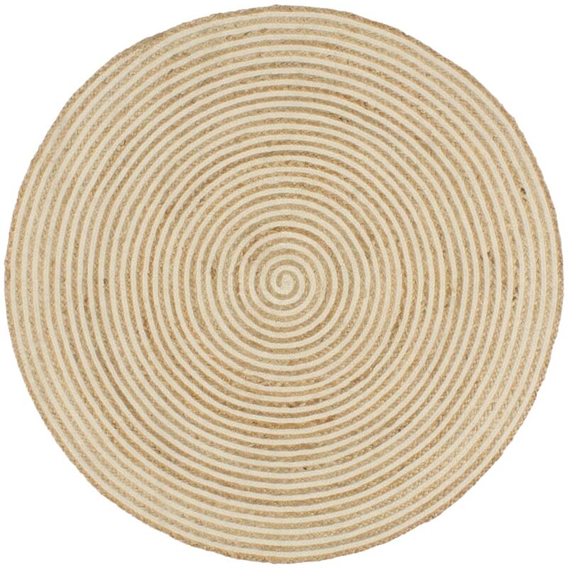foto del prodotto les tendances tappeto in juta fatto a mano con disegno a spirale bianco 90 cm dec023511