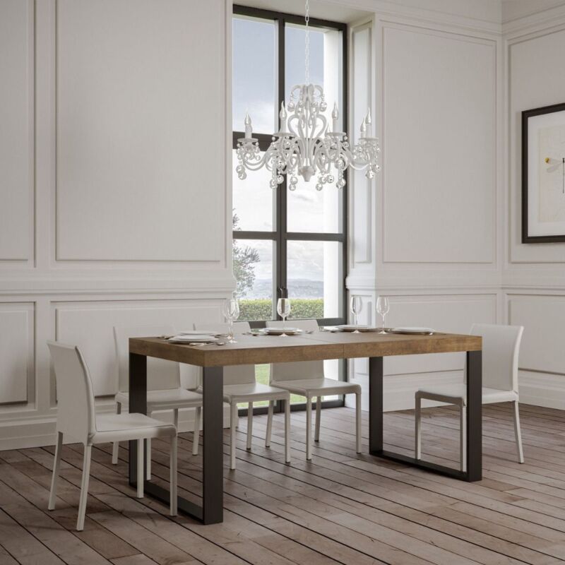 foto del prodotto les tendances tavolo allungabile 90x180 284 cm tecno noce telaio antracite