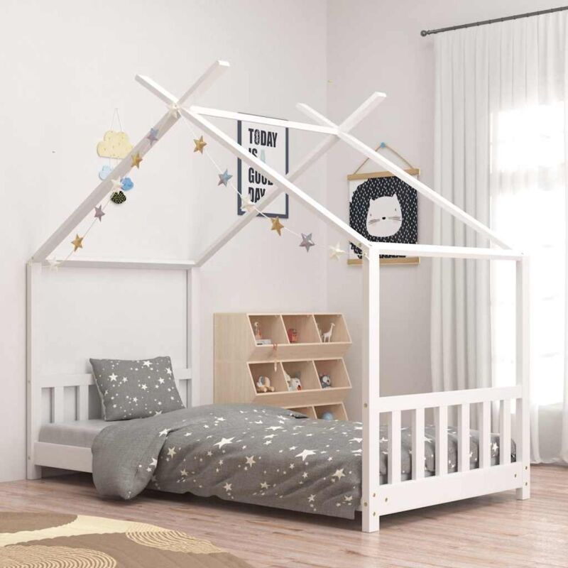 foto del prodotto les tendances vidaxl giroletto per bambini bianco in massello di pino 70x140 cm