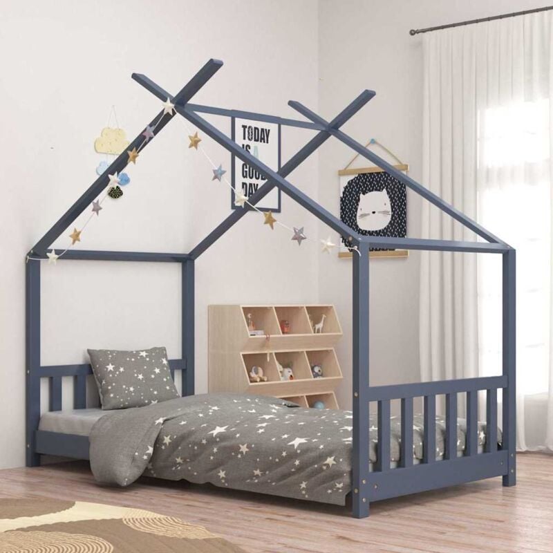 foto del prodotto les tendances vidaxl giroletto per bambini grigio in legno massello di pino 80x160cm