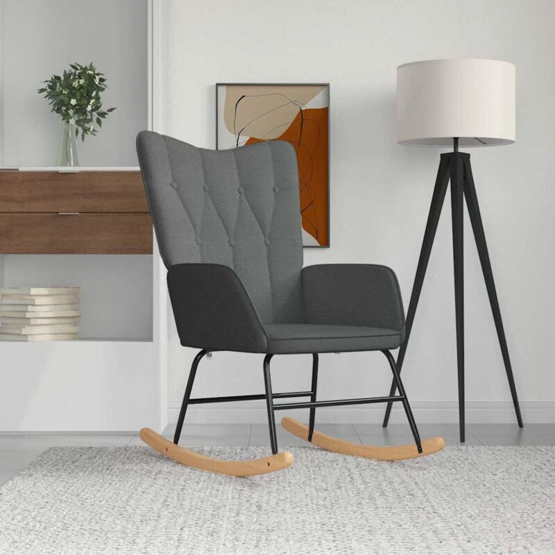 foto del prodotto les tendances vidaxl sedia a dondolo grigio scuro in tessuto