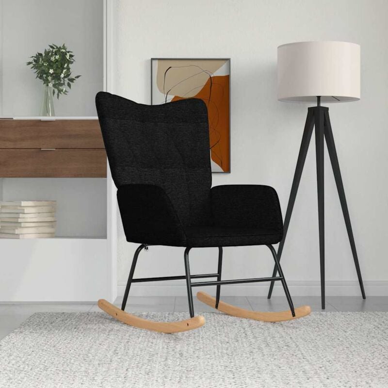 foto del prodotto les tendances - vidaxl sedia a dondolo nera in tessuto