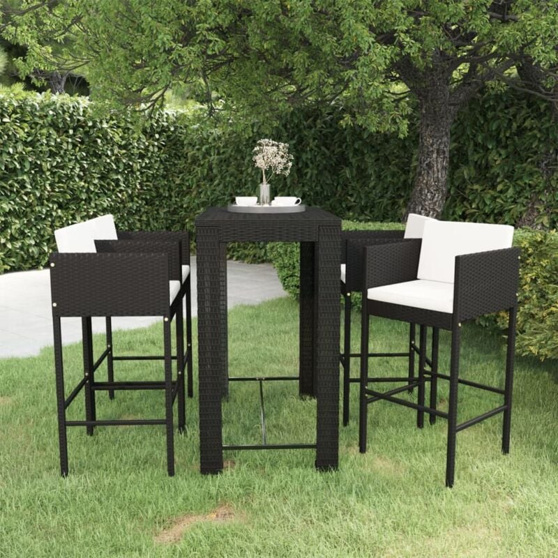 foto del prodotto les tendances - vidaxl set bar da giardino 5 pz con cuscini polyrattan nero