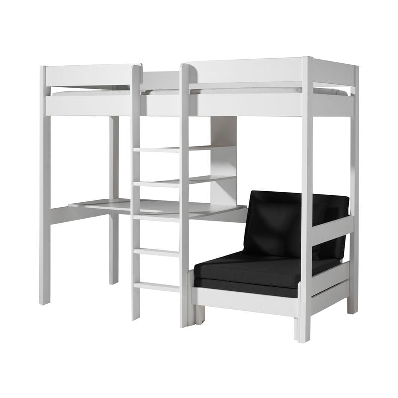 foto del prodotto les tendances vipack pino 90x200 letto a soppalco con rete e poltrona bianco