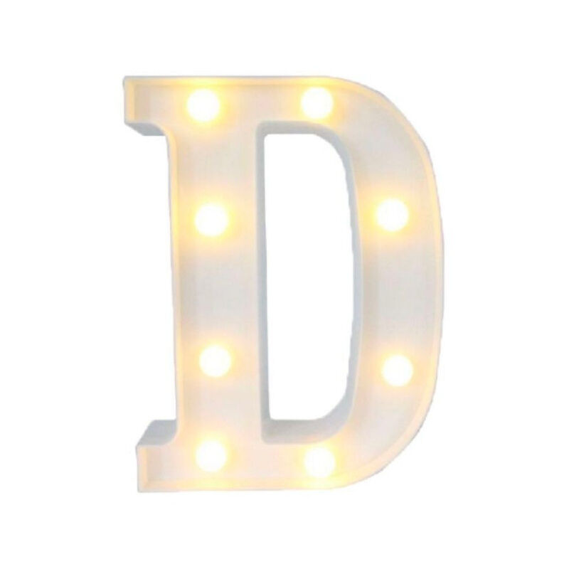 foto del prodotto lettera d luminosa con luci led a batteria decorazioni per la casa dim. 22 cm trade shop traesio
