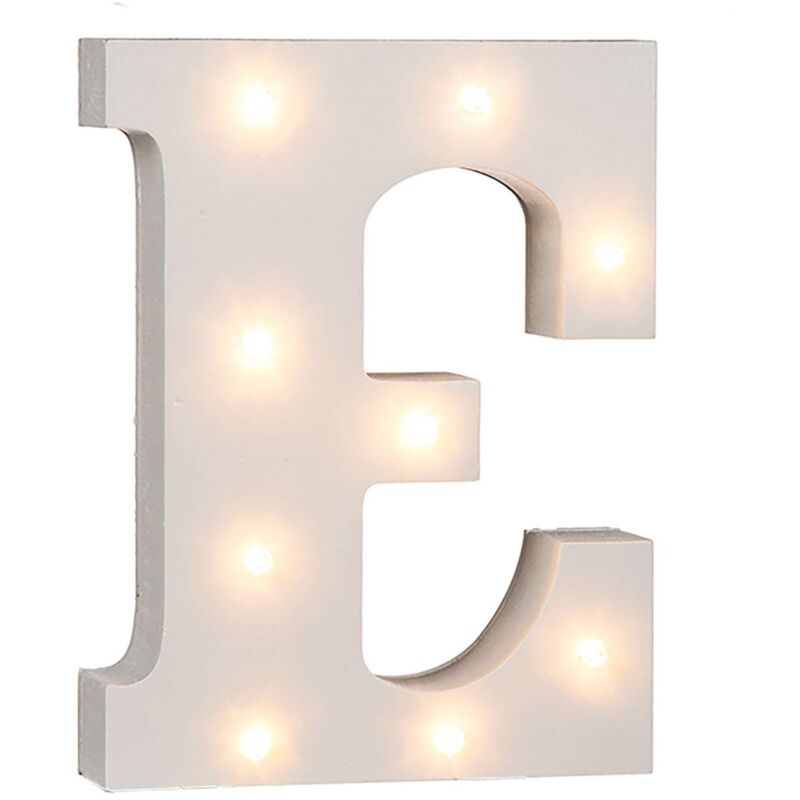 foto del prodotto lettera e in legno illuminabile blue, con 8 led out of the blue